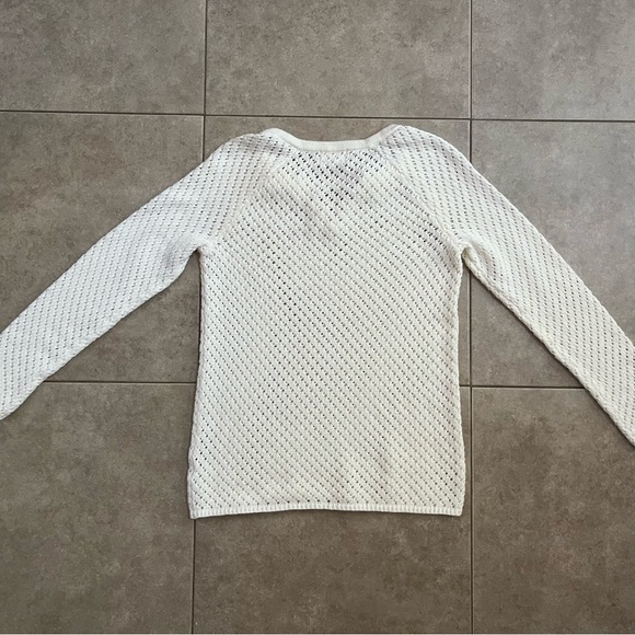 Boho Olive & Oak Louisa Cream Crochet Lace Up Small Sweater - Picture 9 of 9